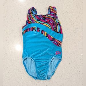 VALENTINES LOVE GK ELITE Gymnastics Dance Leotard Child Large Rainbow Hearts ♥️